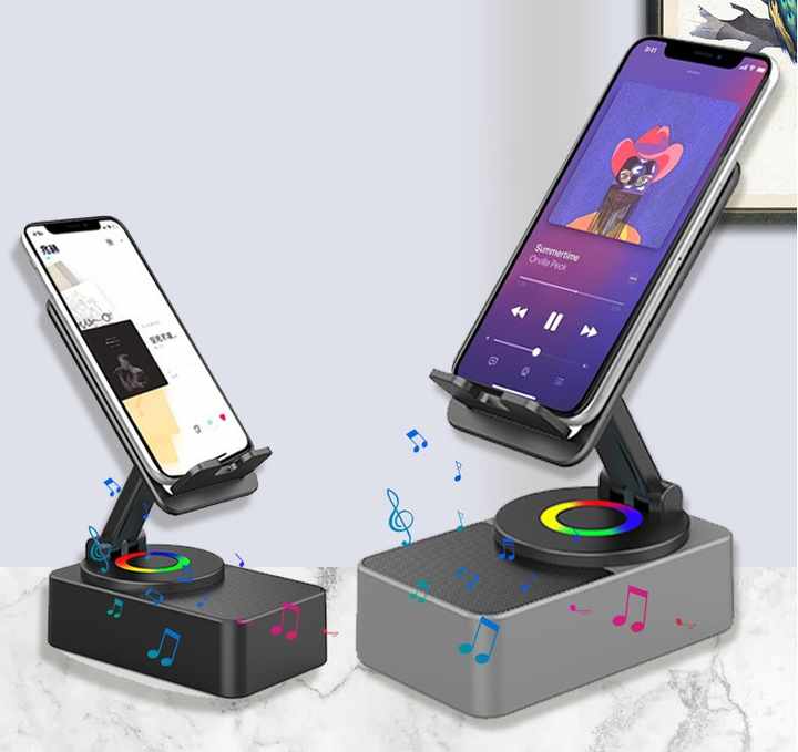 H502c296faa1841f1ad446c49fb49ed5fT.jpg_720x720q50 Phone Stand with Wireless Blue tooth Speaker - Image 1